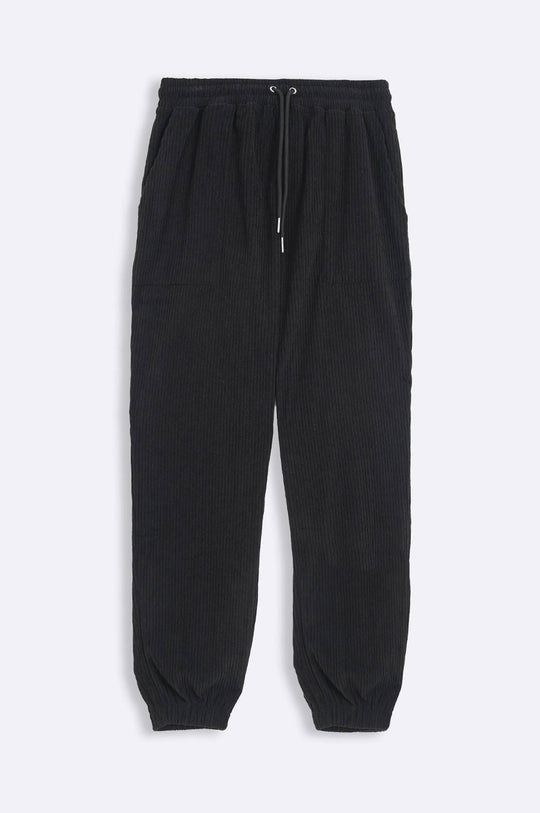 BLACK RIBBED KNIT TROUSER