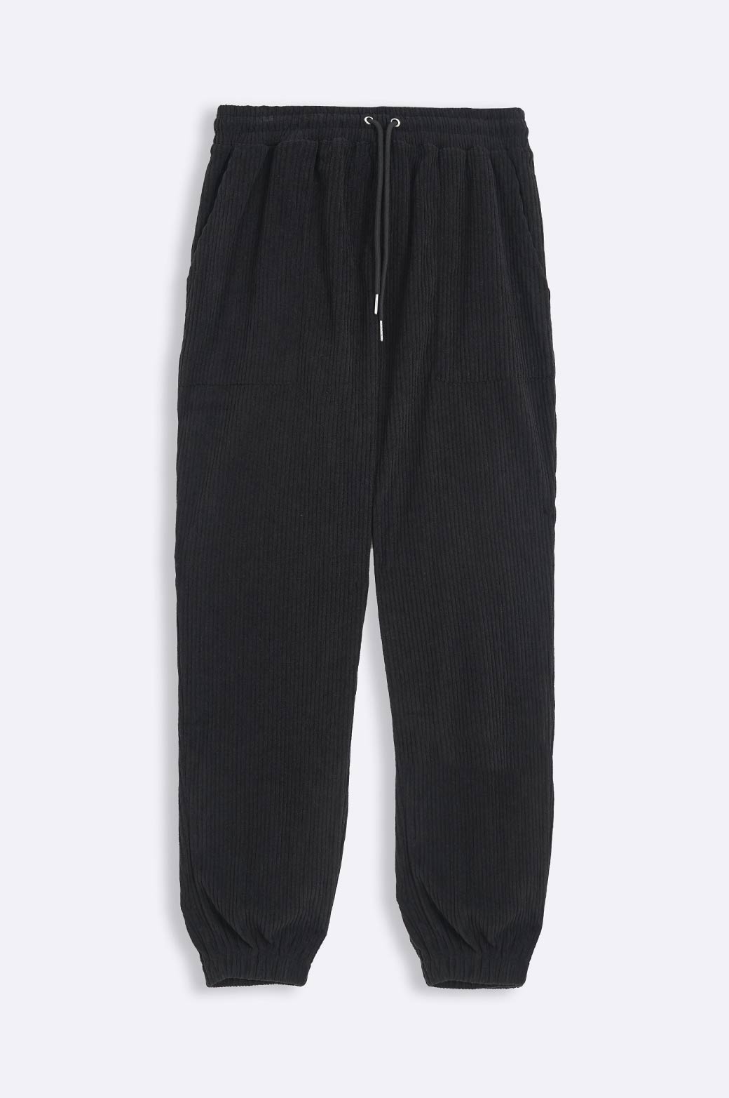 BLACK RIBBED KNIT TROUSER