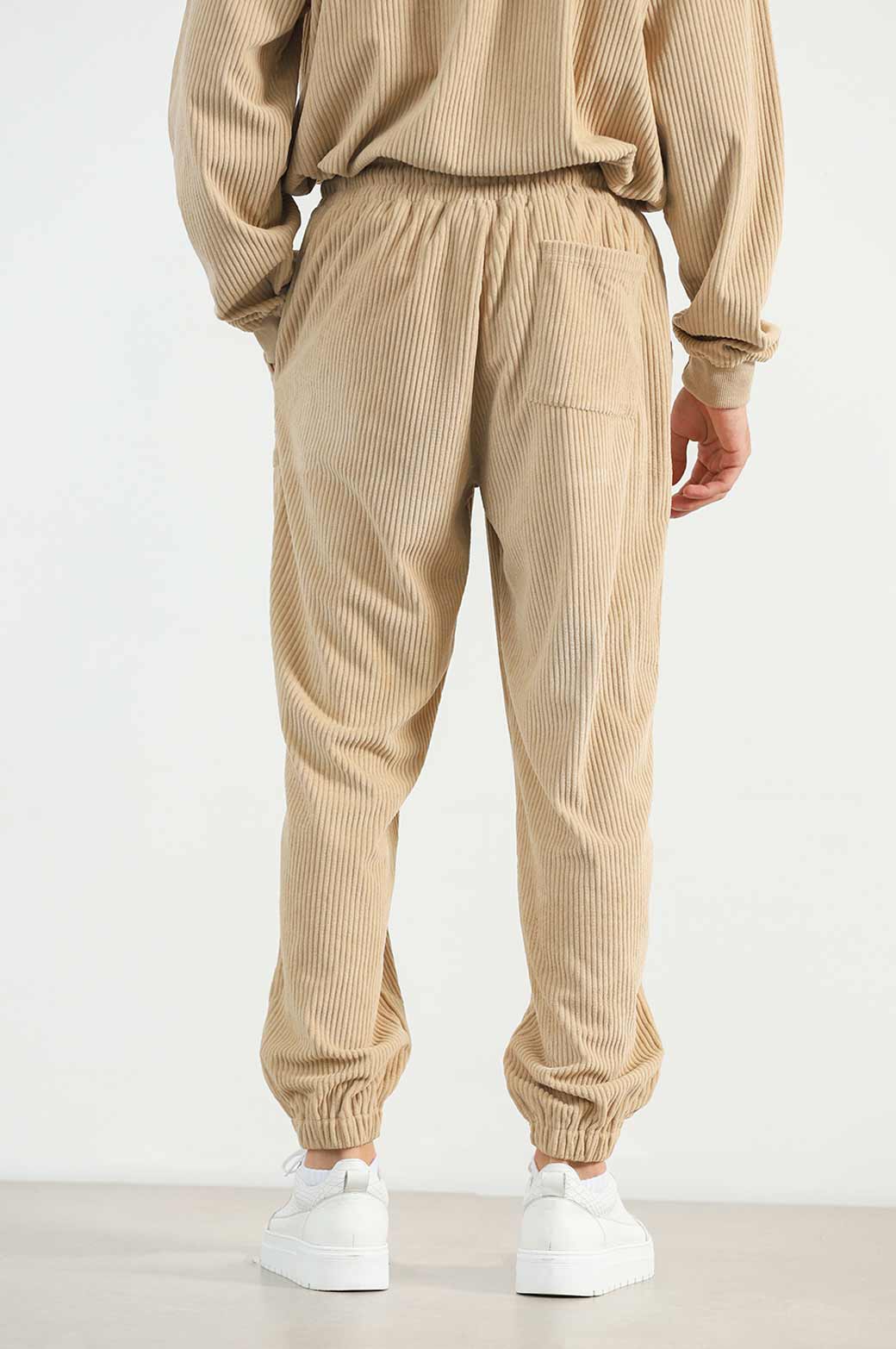 CAMEL RIBBED KNIT TROUSER