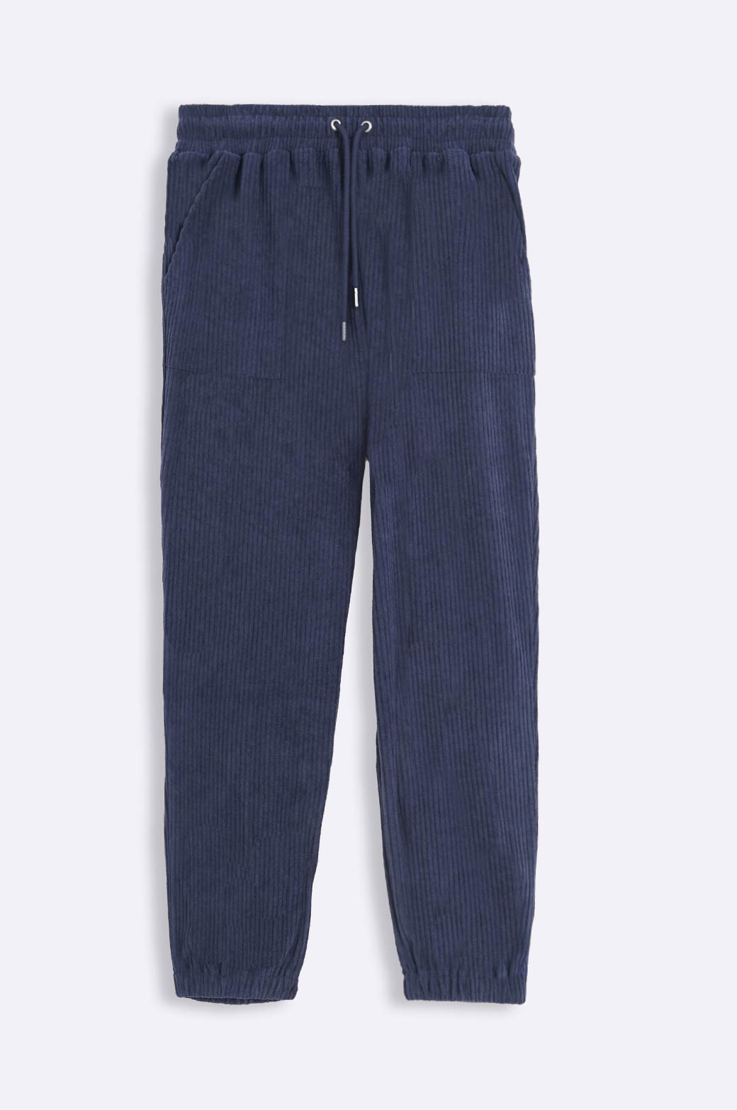 NAVY RIBBED KNIT TROUSER