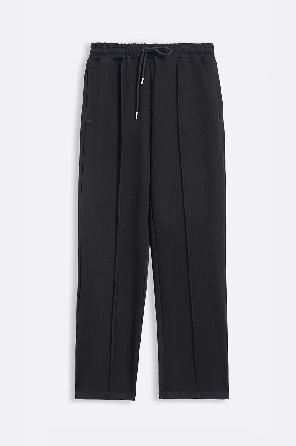 BLACK STRAIGHT KNITTED PANTS