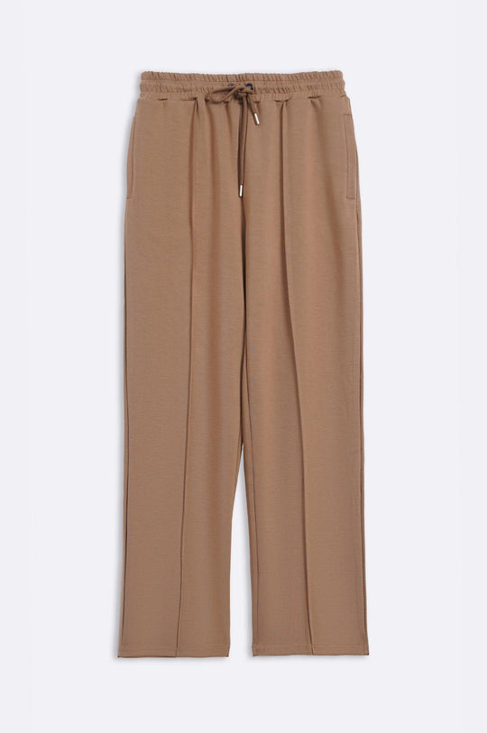 CREAM STRAIGHT KNITTED PANTS