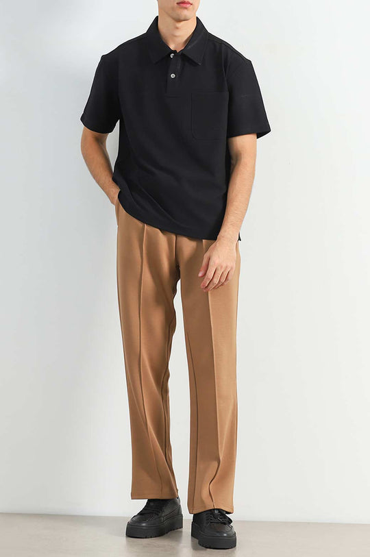 CREAM STRAIGHT KNITTED PANTS