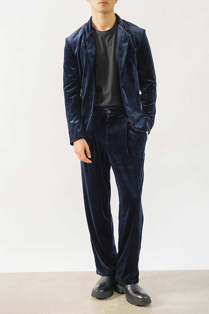 NAVY VELVET BLAZER