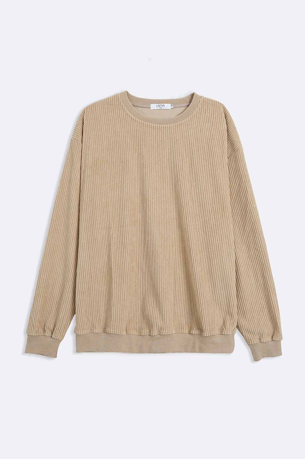 CAMEL RIBBED KNIT SWEATER