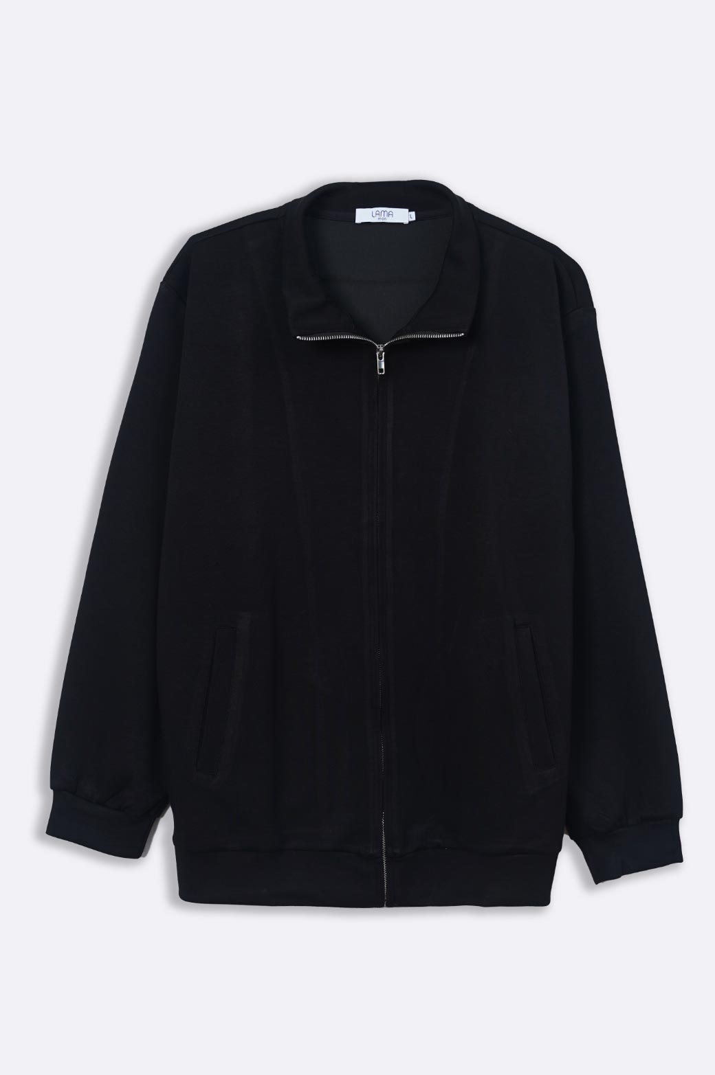 BLACK BASIC ZIPPER JACKET
