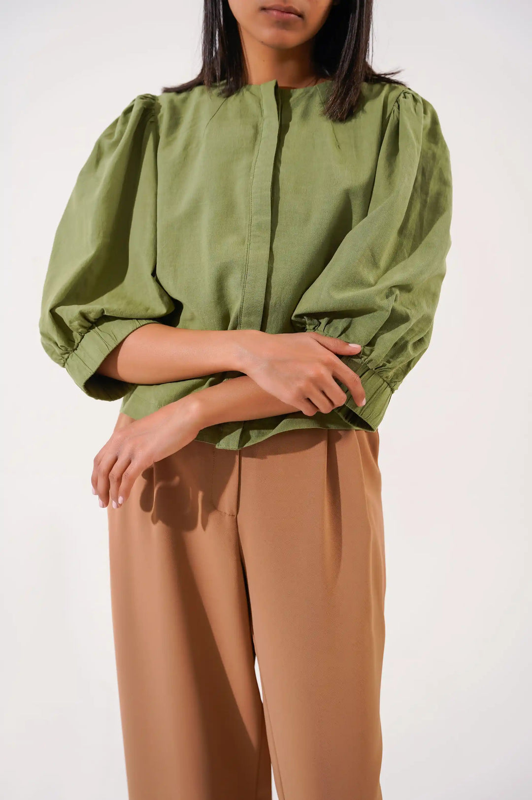 GREEN BUTTON DOWN BLOUSE