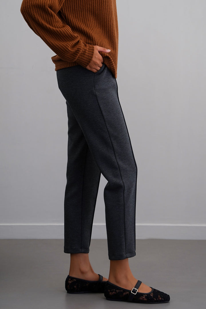 CHARCOAL STRAIGHT EASY SLACKS