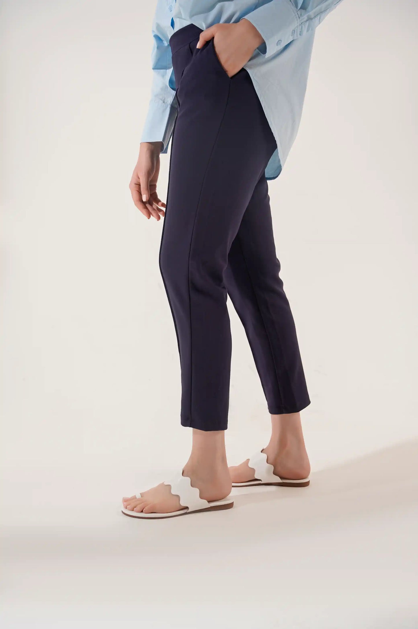 Navy Straight Easy Slacks
