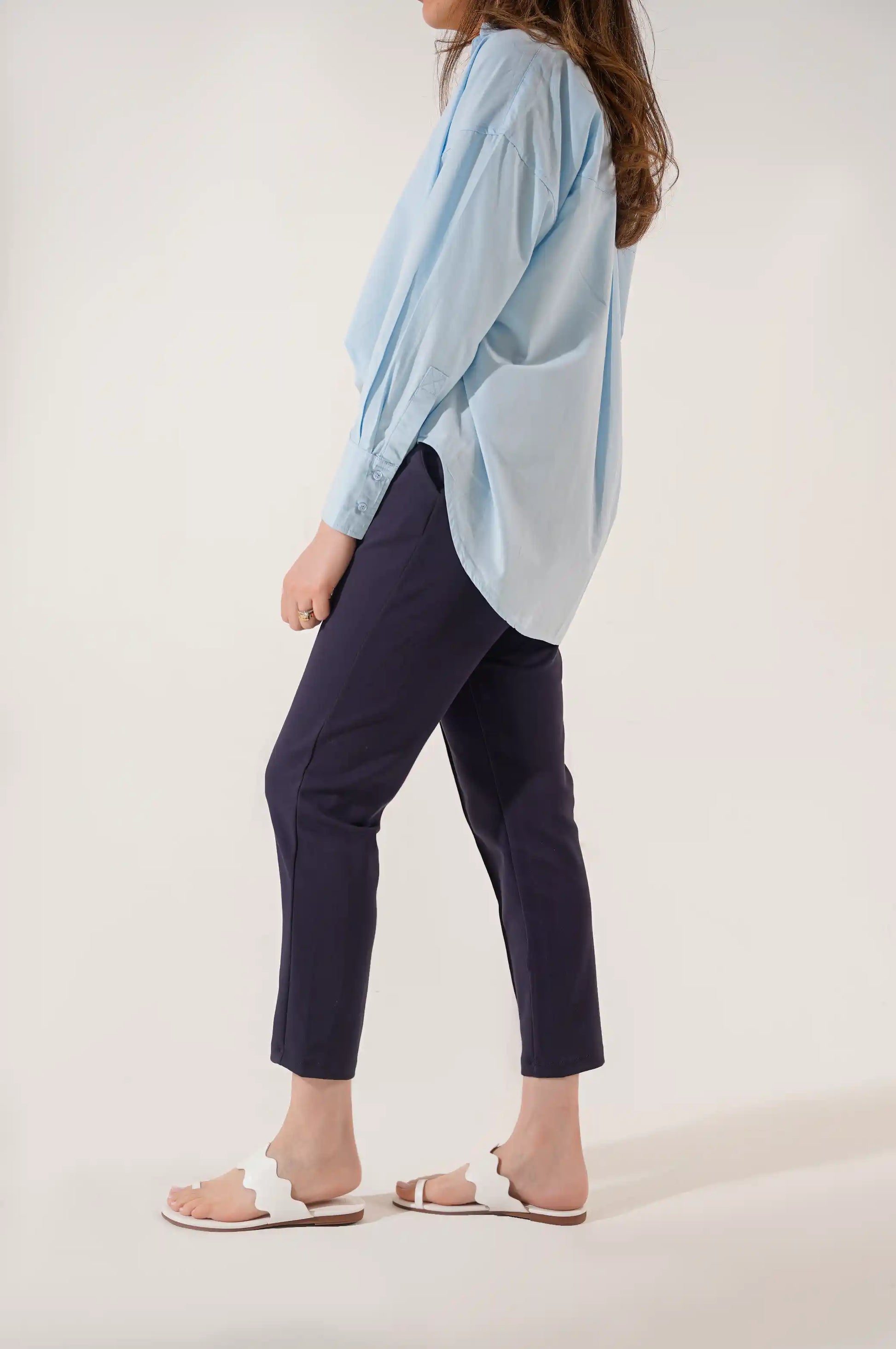 Navy Straight Easy Slacks