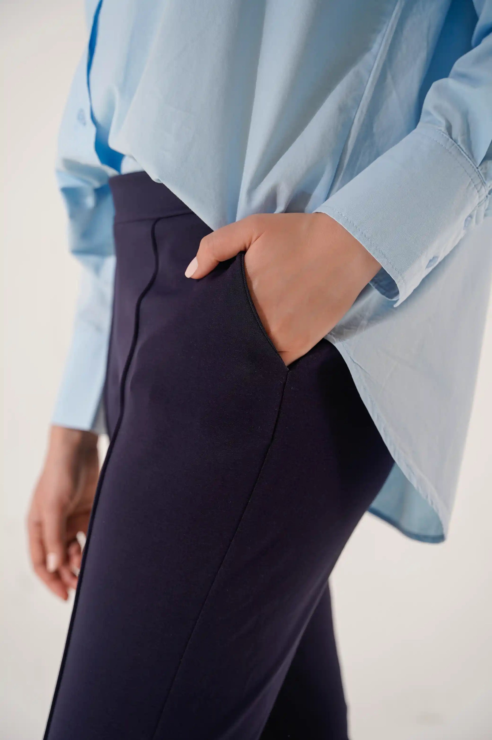 Navy Straight Easy Slacks