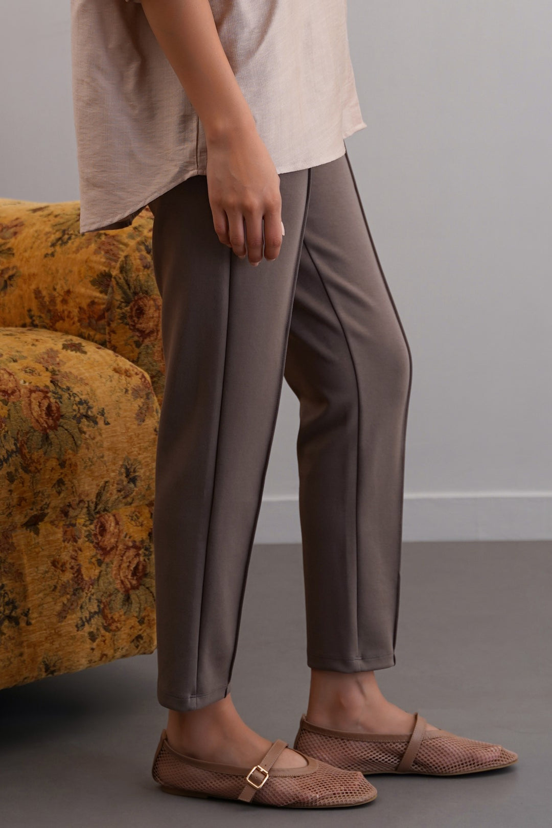TAUPE STRAIGHT EASY SLACKS