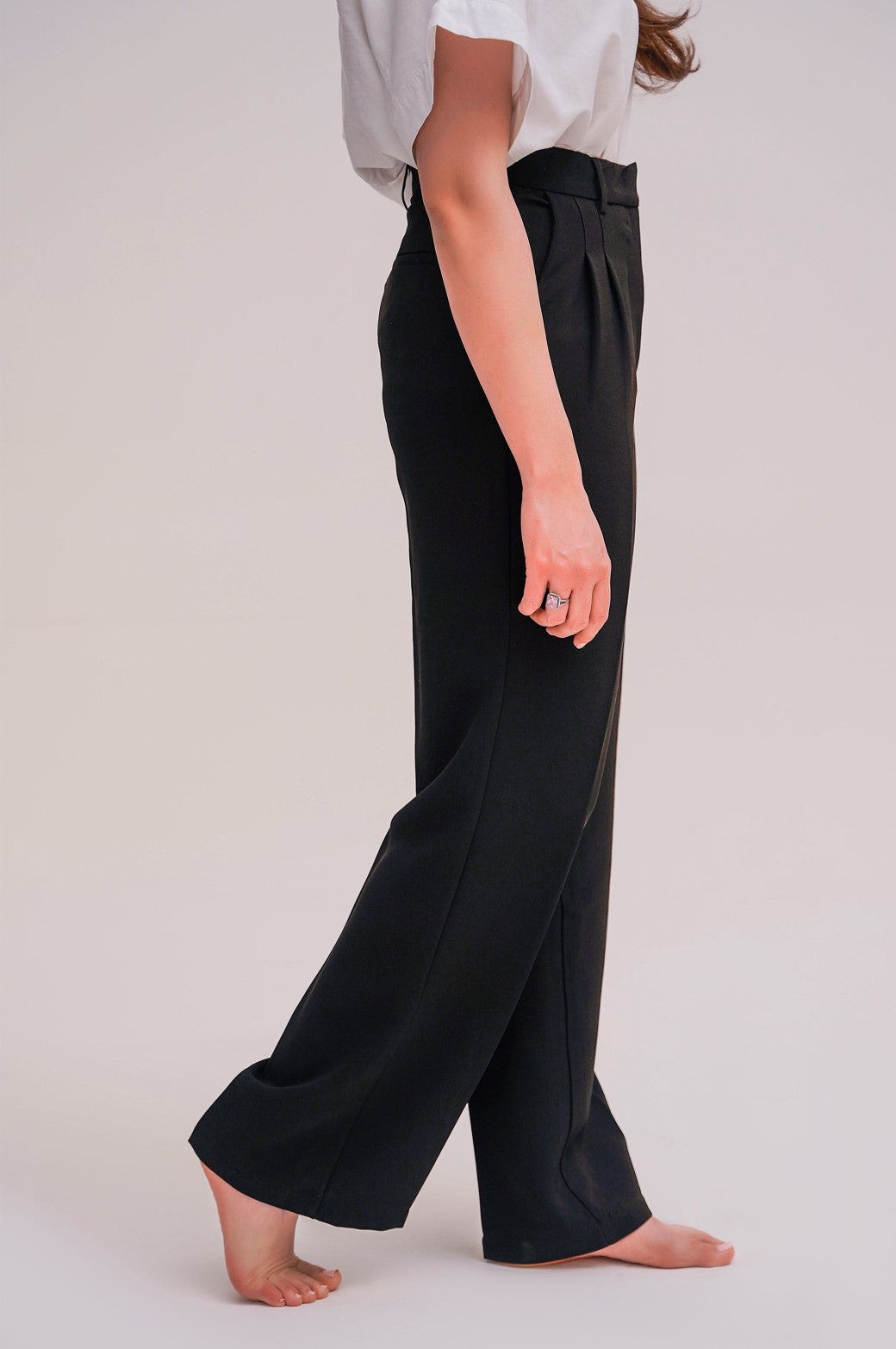 BLACK LONG FORMAL STRAIGHT TROUSERS