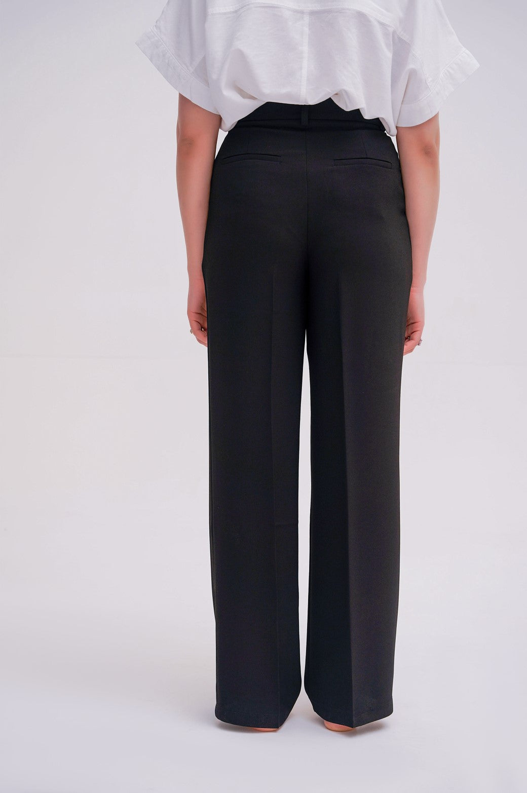 BLACK LONG FORMAL STRAIGHT TROUSERS