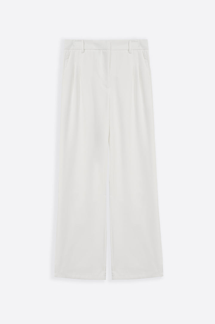 WHITE LONG FORMAL STRAIGHT TROUSERS