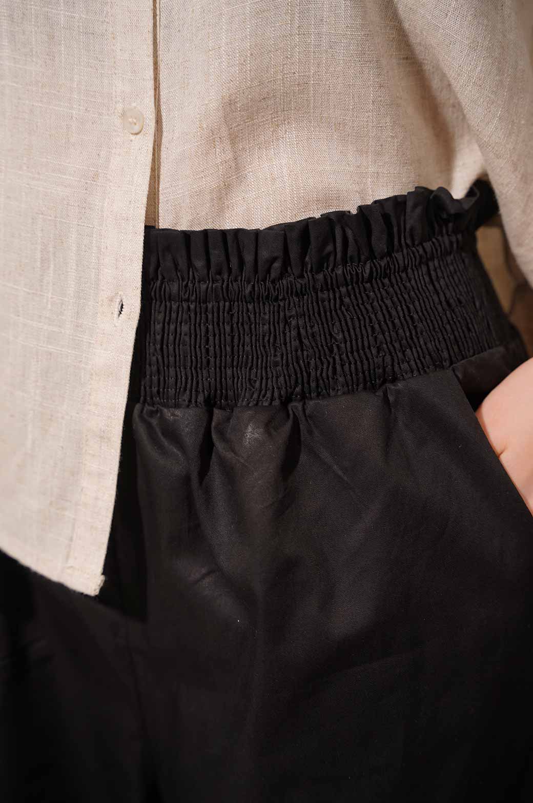 BLACK SMOCKED CULOTTE