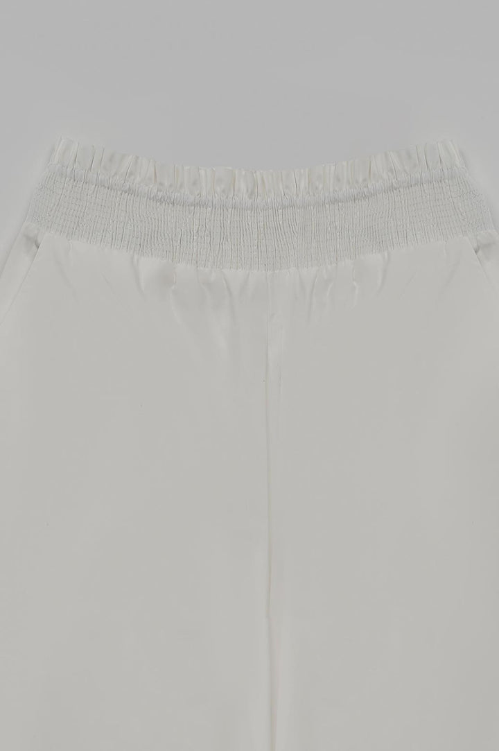WHITE SMOCKED CULOTTE