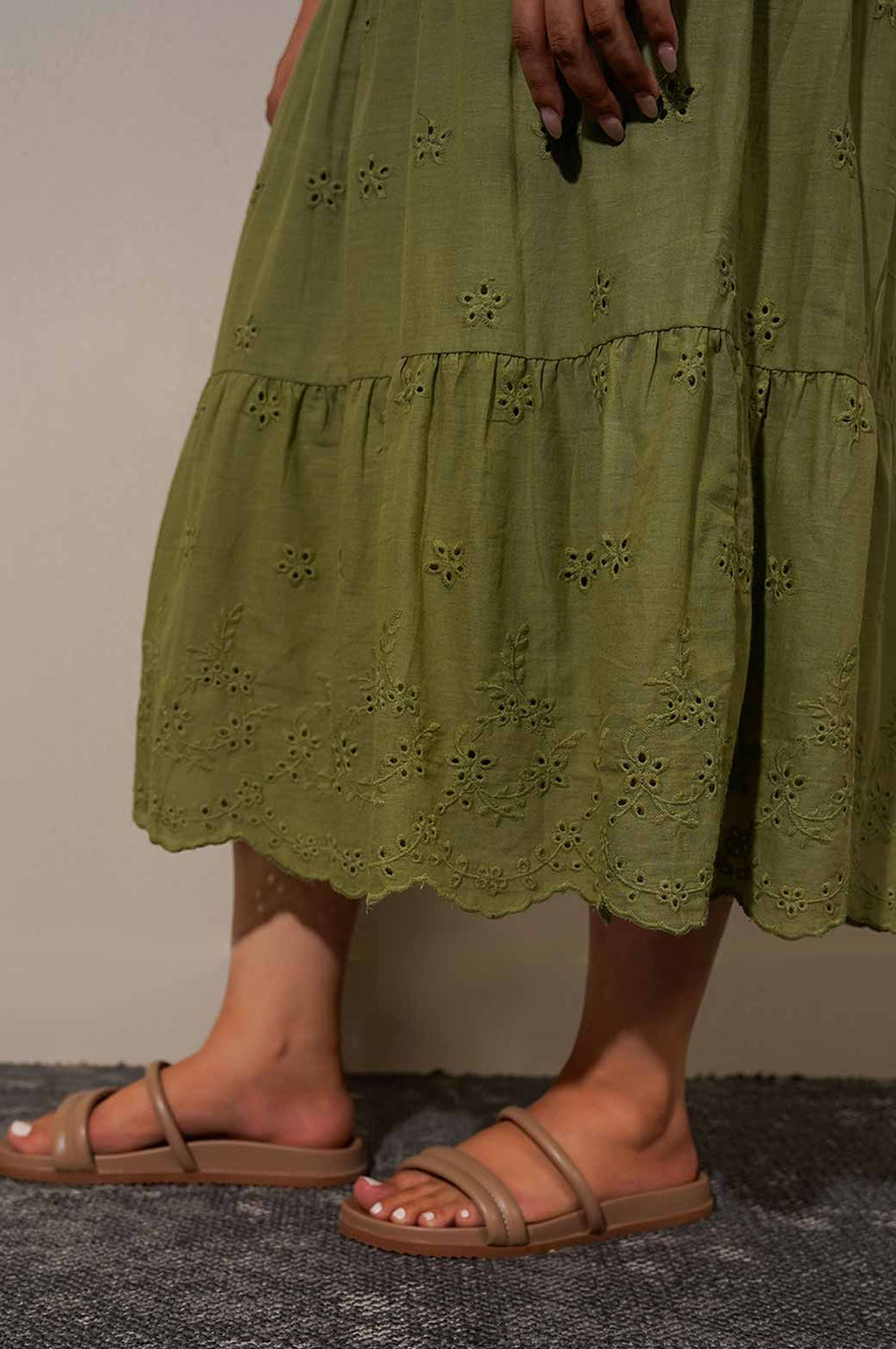 GREEN CUT WORK SKIRT