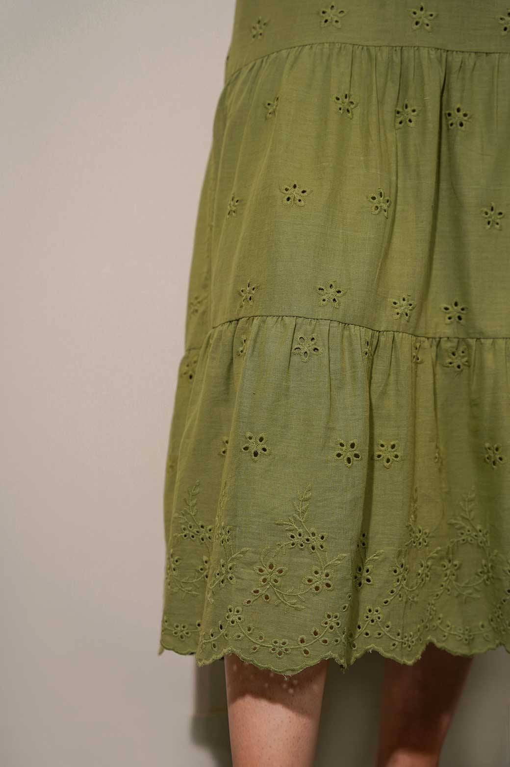 GREEN CUT WORK SKIRT