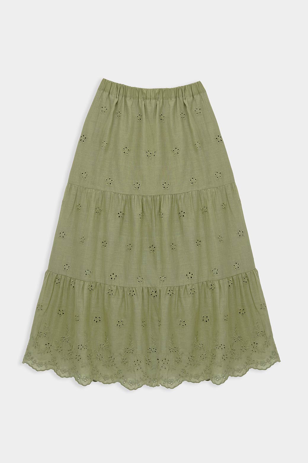 GREEN CUT WORK SKIRT