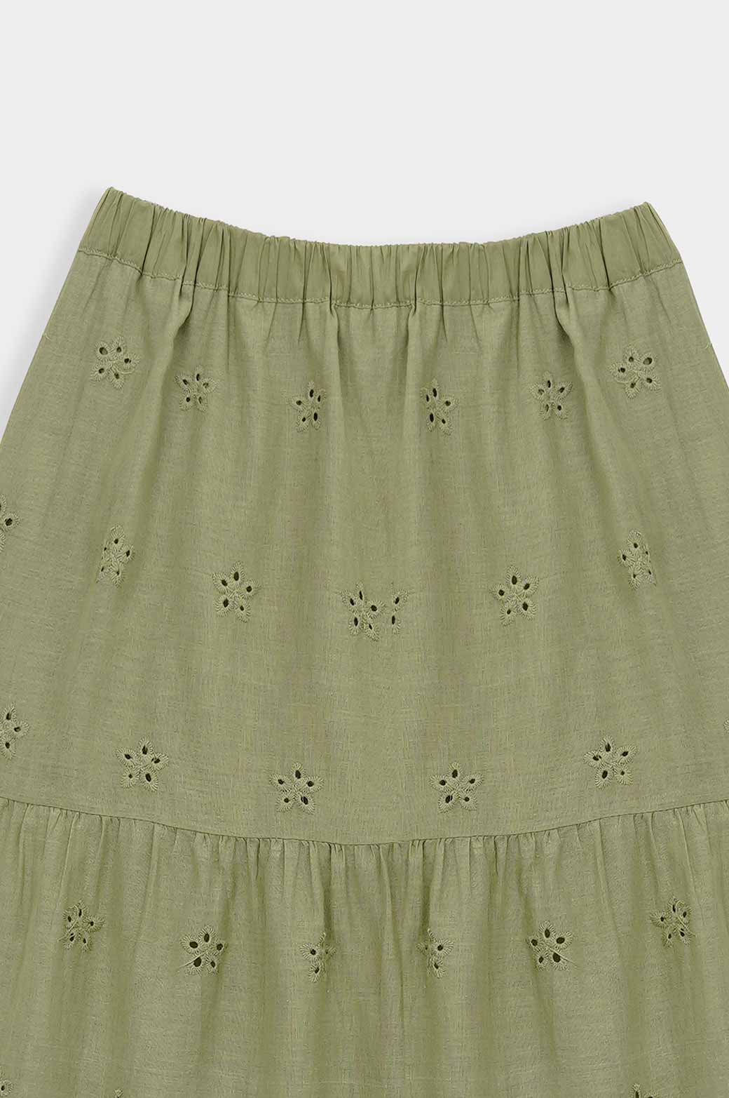 GREEN CUT WORK SKIRT