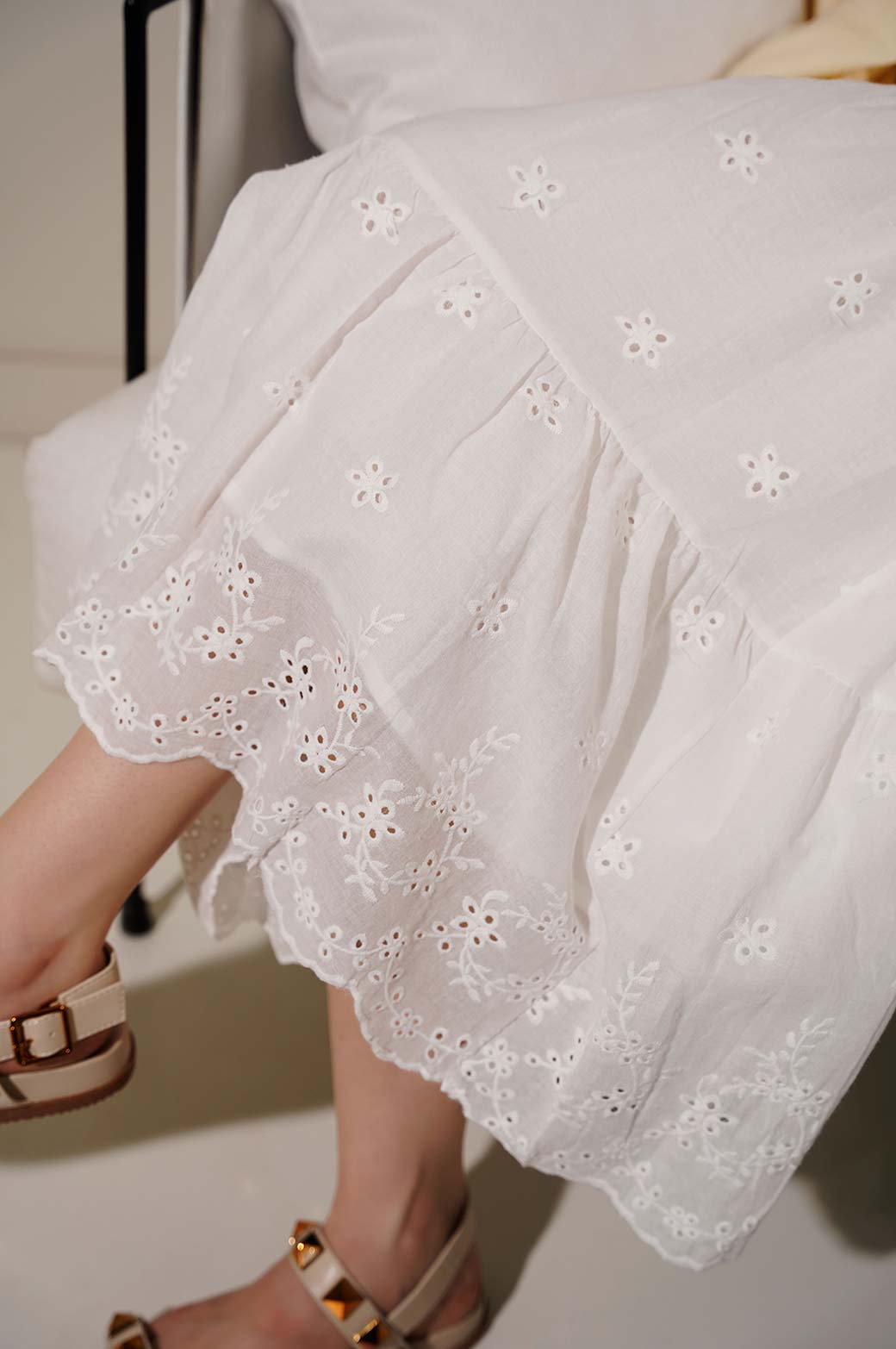 WHITE CUT WORK SKIRT