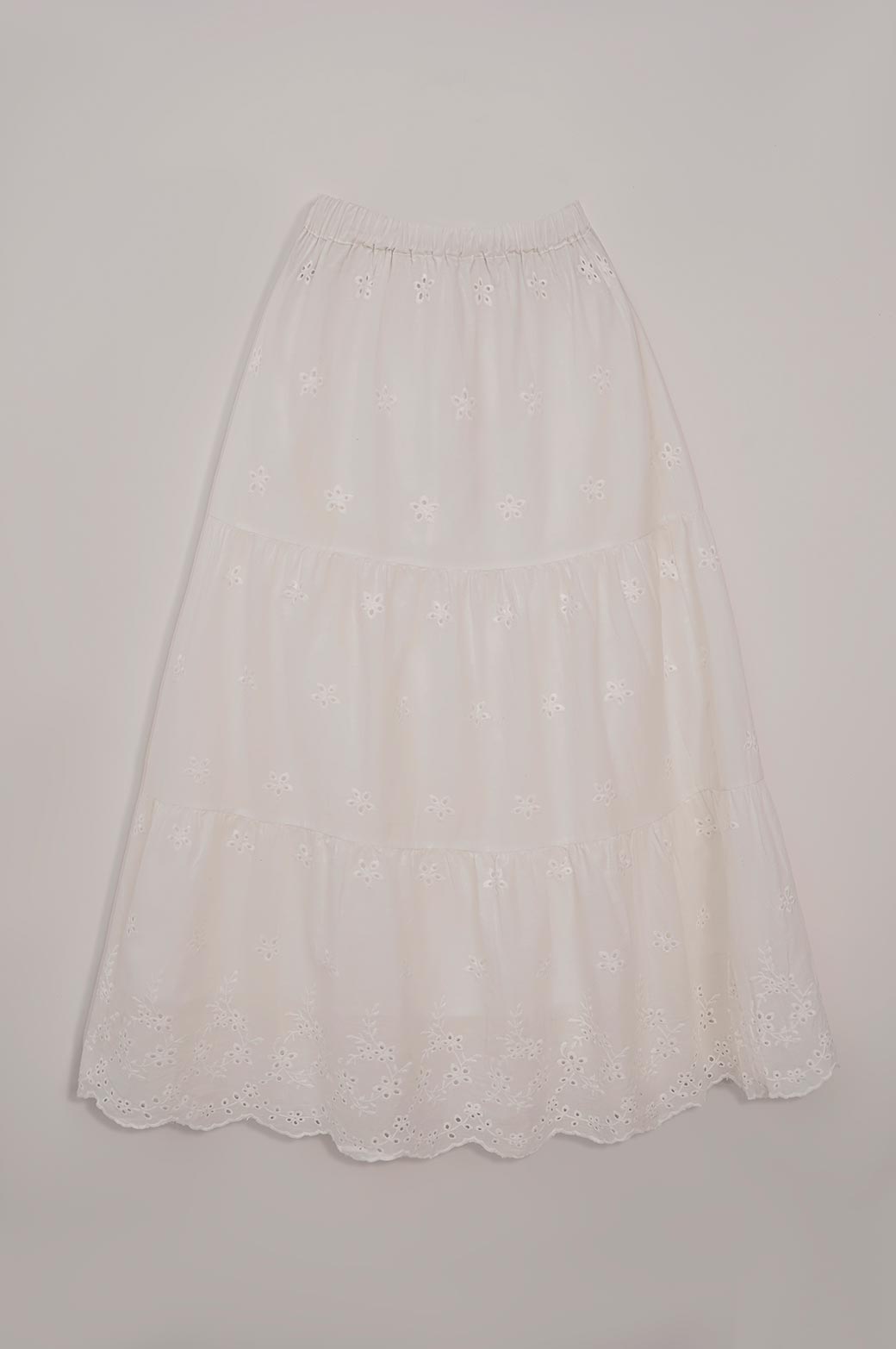 WHITE CUT WORK SKIRT