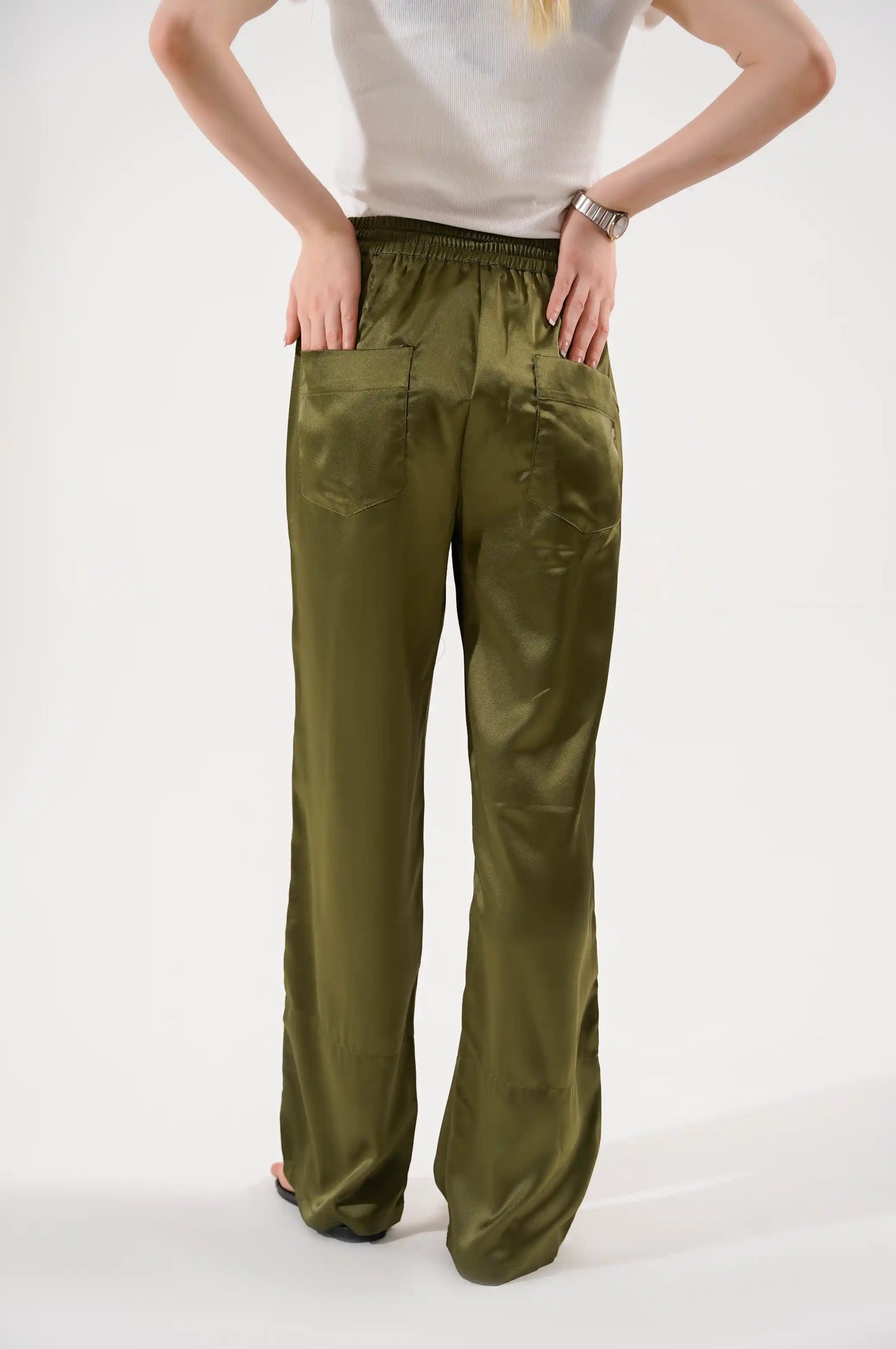 Green Silk Long Pants