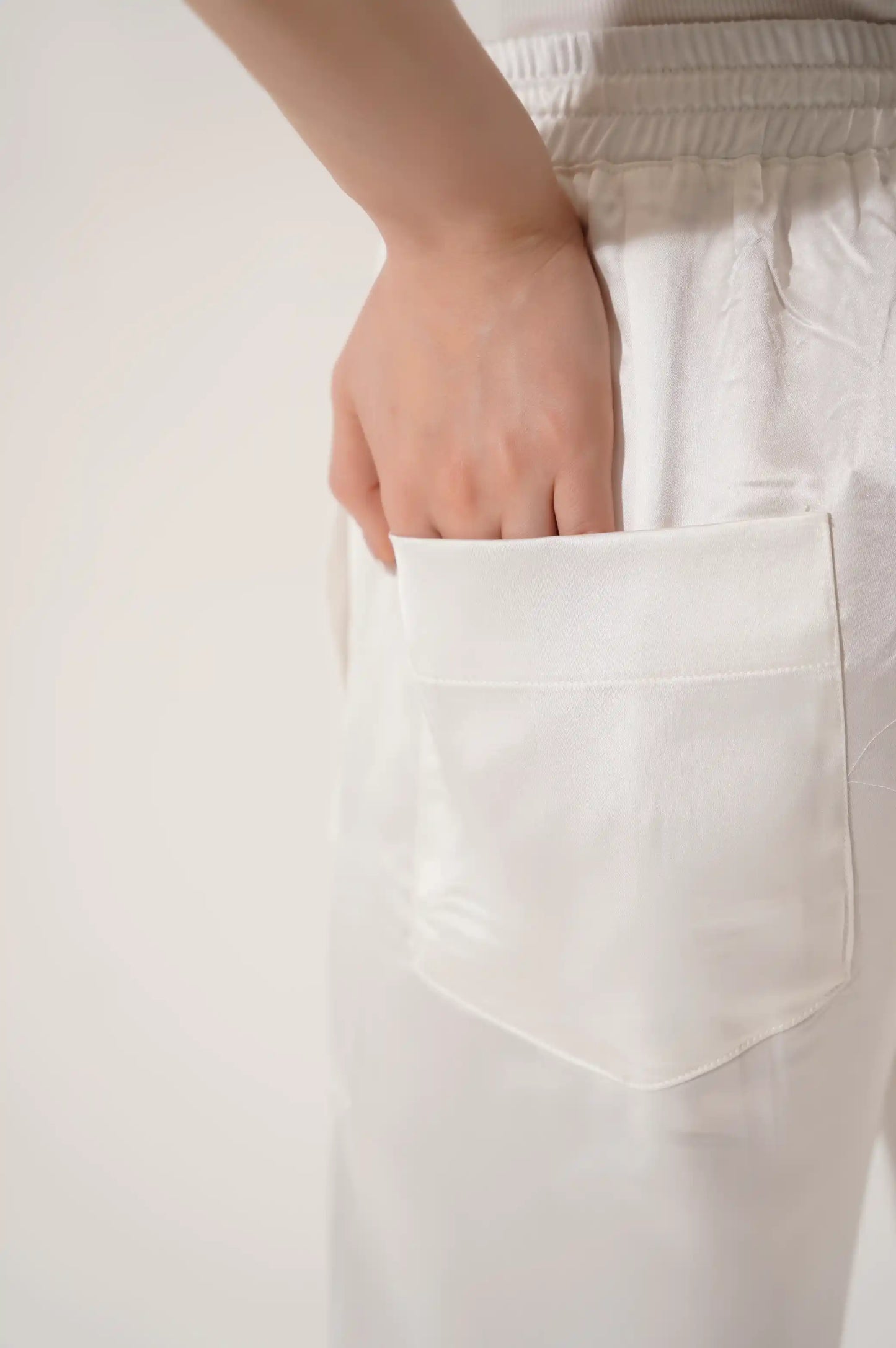 White Silk Long Pants