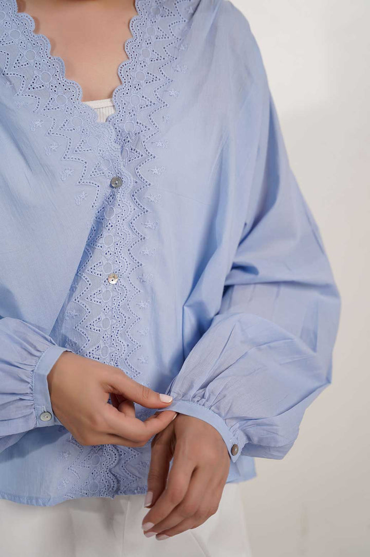 BLUE LACE BLOUSE