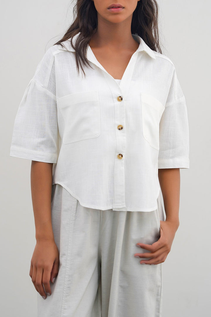 CROPPED BUTTON DOWN