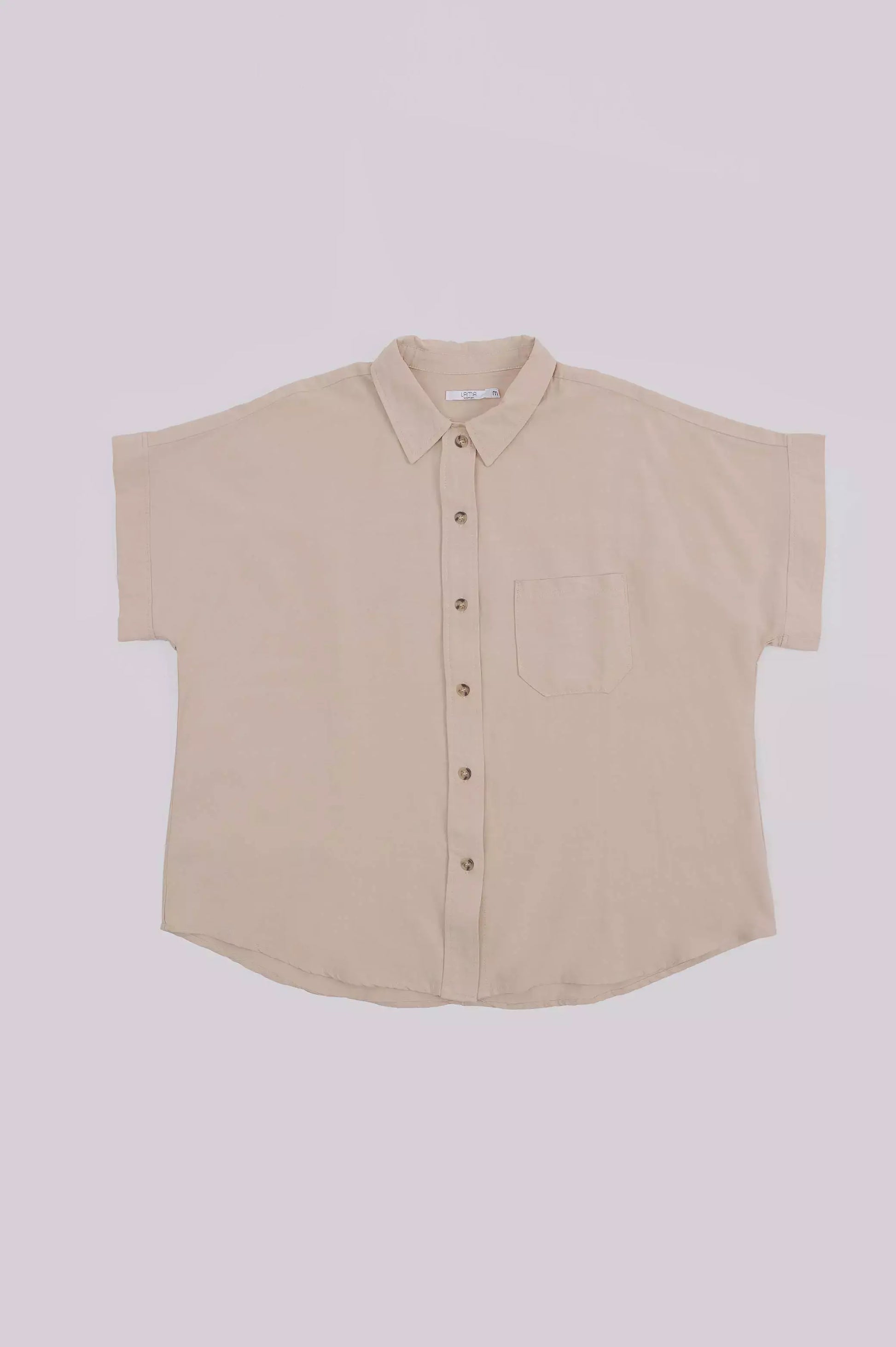 Beige Women Button Down Shirt