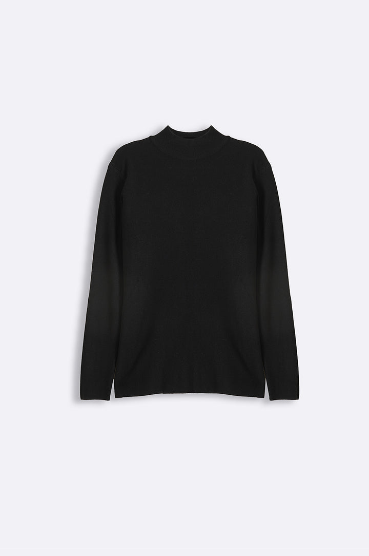 BLACK LUXURY HIGH CREW SWEATER