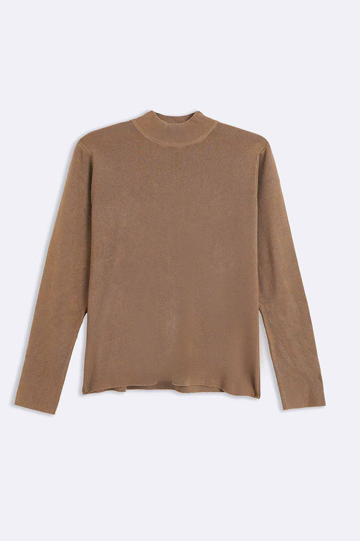 CAMEL LUXURY HIGH CREW SWEATER