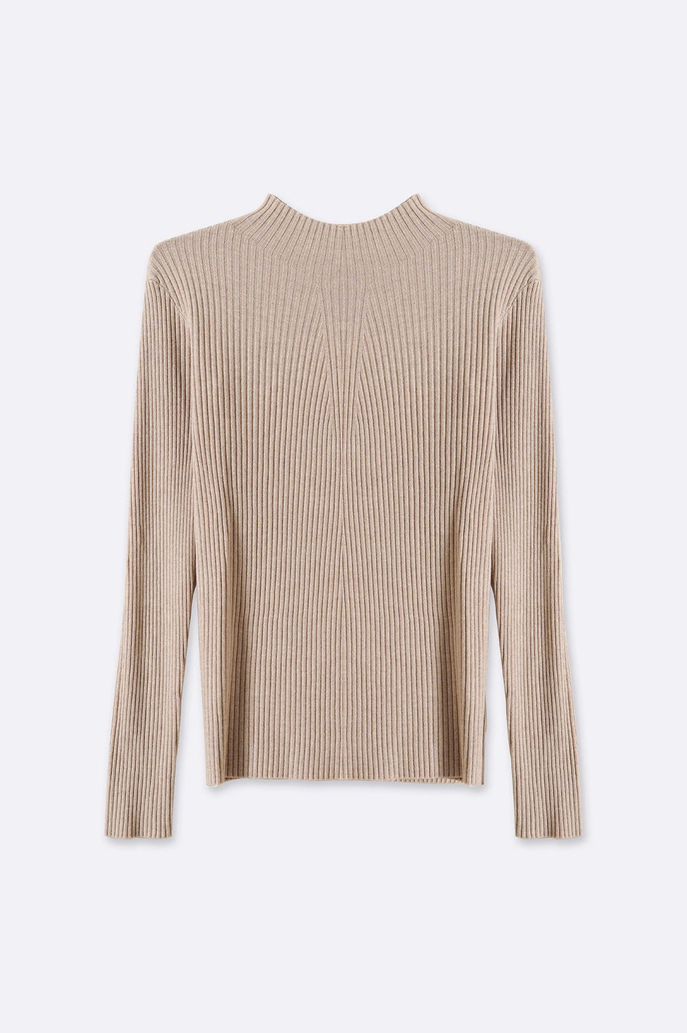 CREAM RIBBED HIGH CREW SWEATER