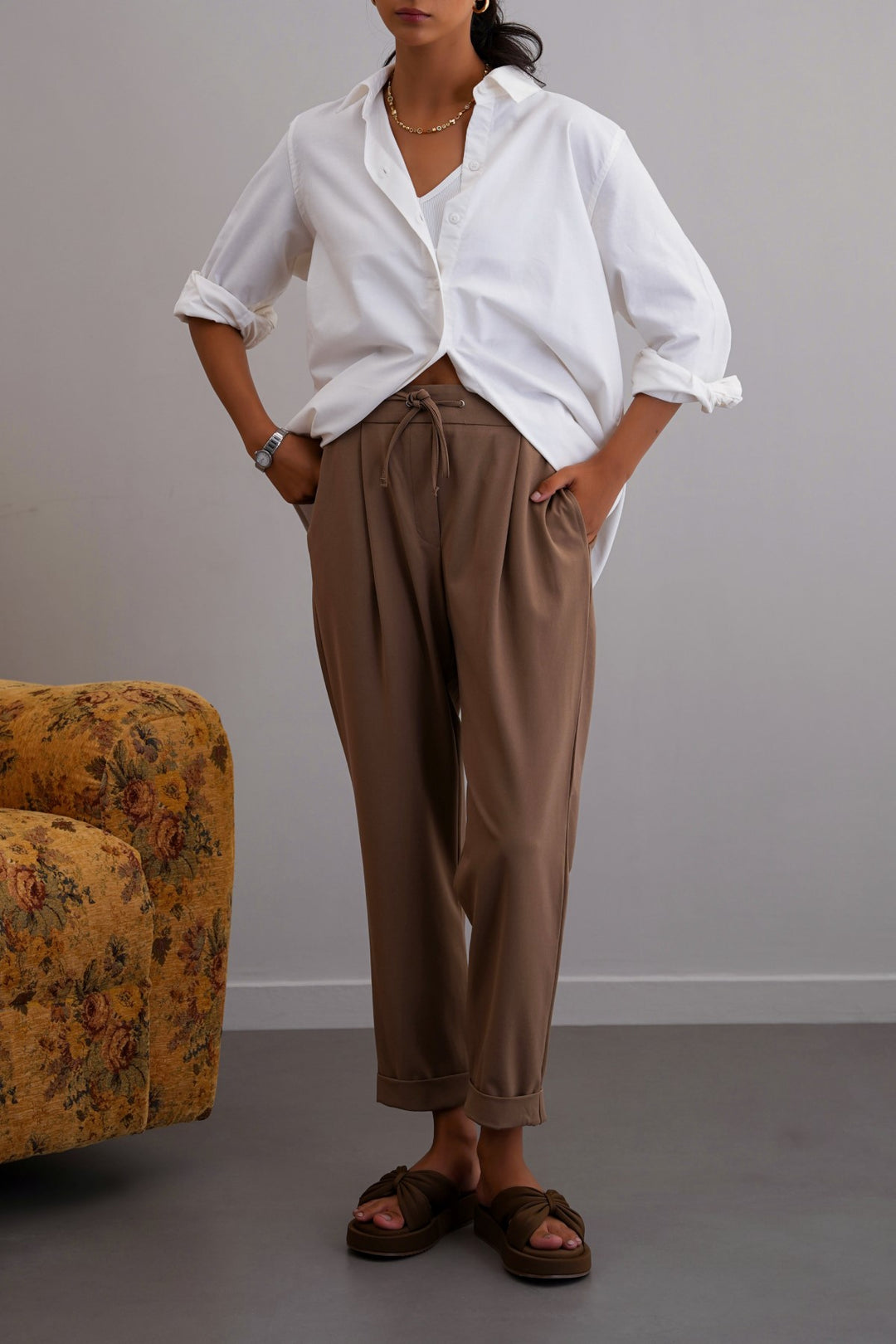 KHAKI ARCHITECT DRAWSTRING PANTS