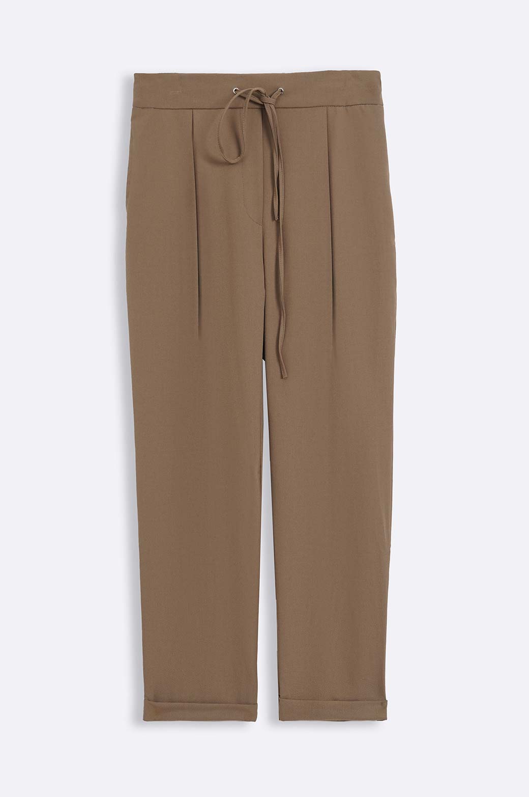 KHAKI DRAWSTRING TAILORED PANTS