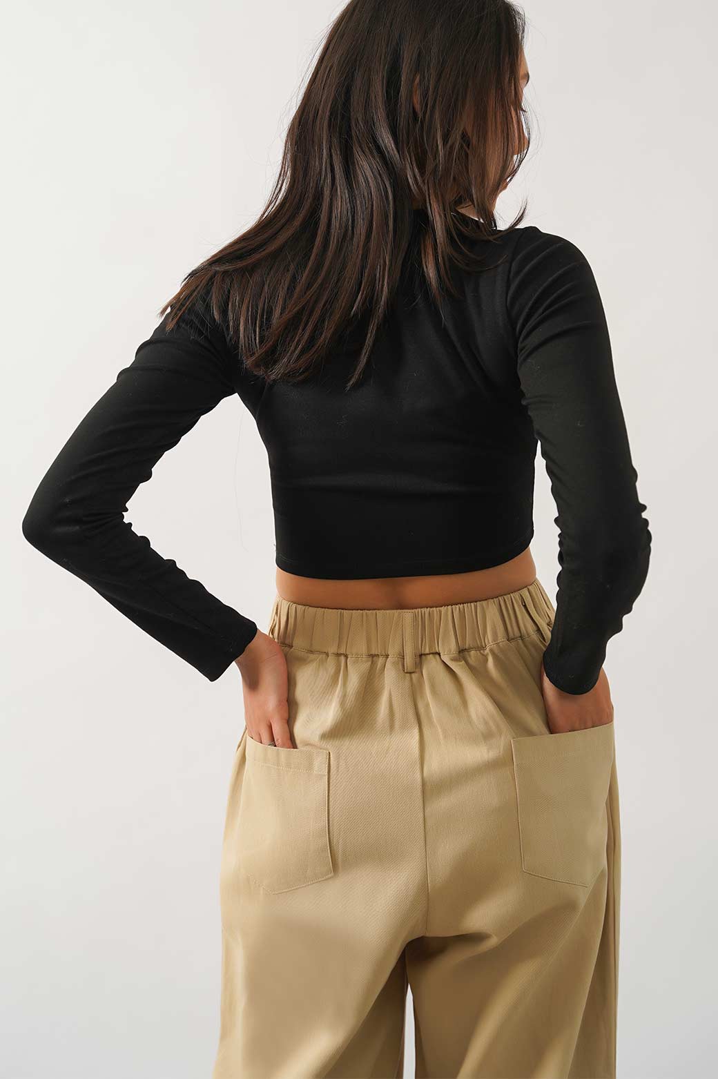 BEIGE TAILORED WIDE PANT