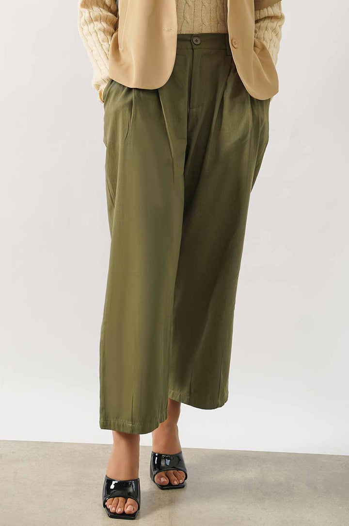 OLIVE TAILORED WIDE PANT