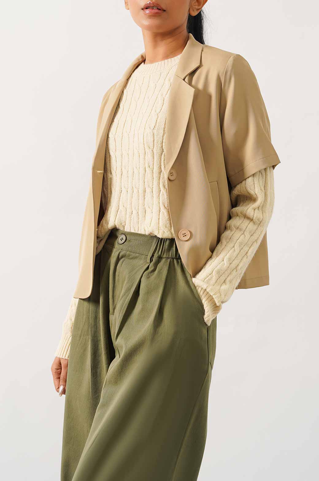 OLIVE TAILORED WIDE PANT