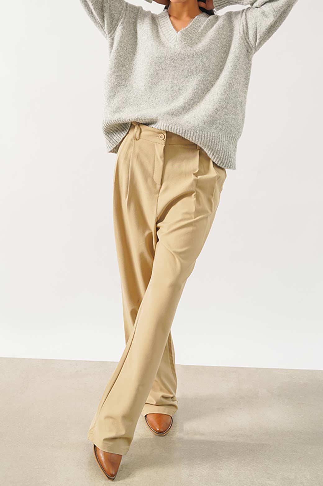 BEIGE TAILORED OVERSIZED PANT