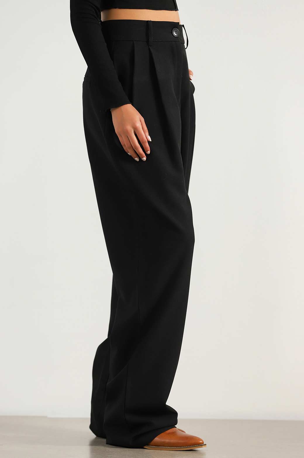 BLACK TAILORED OVERSIZED PANT