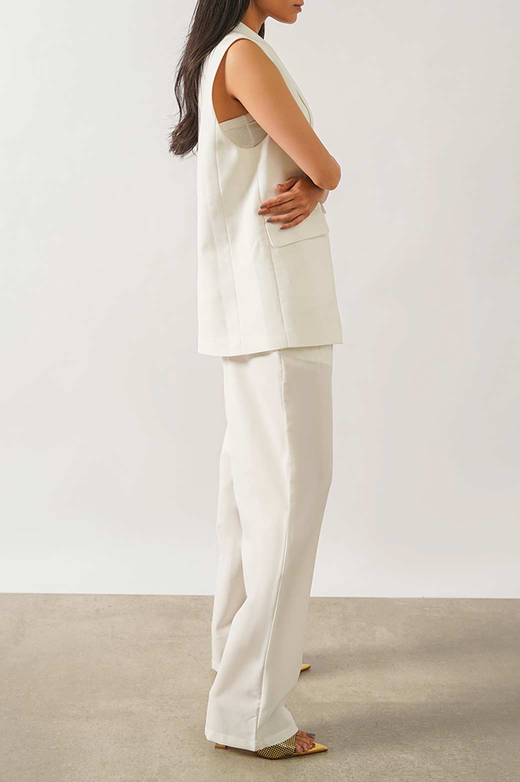 WHITE TAILORED OVERSIZED PANT
