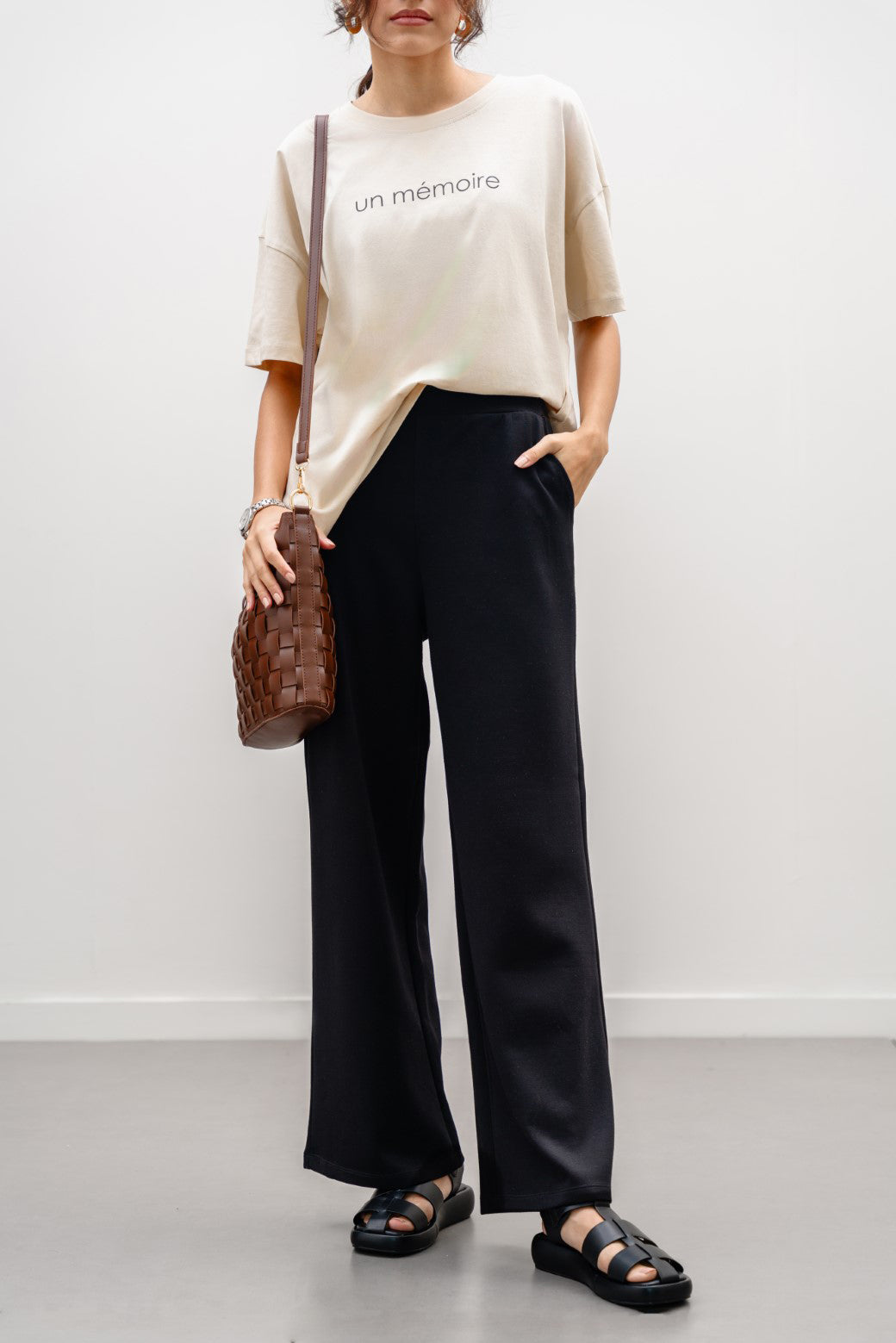 BLACK ALL-DAY WIDE PANTS