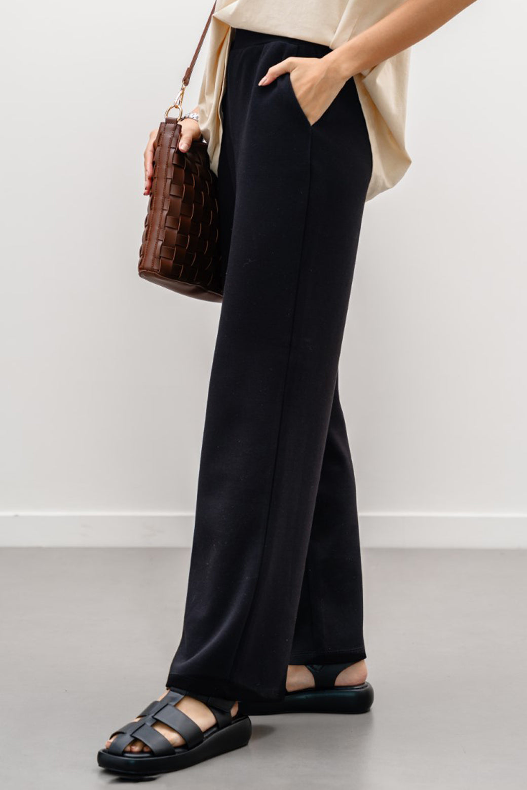 BLACK ALL-DAY WIDE PANTS