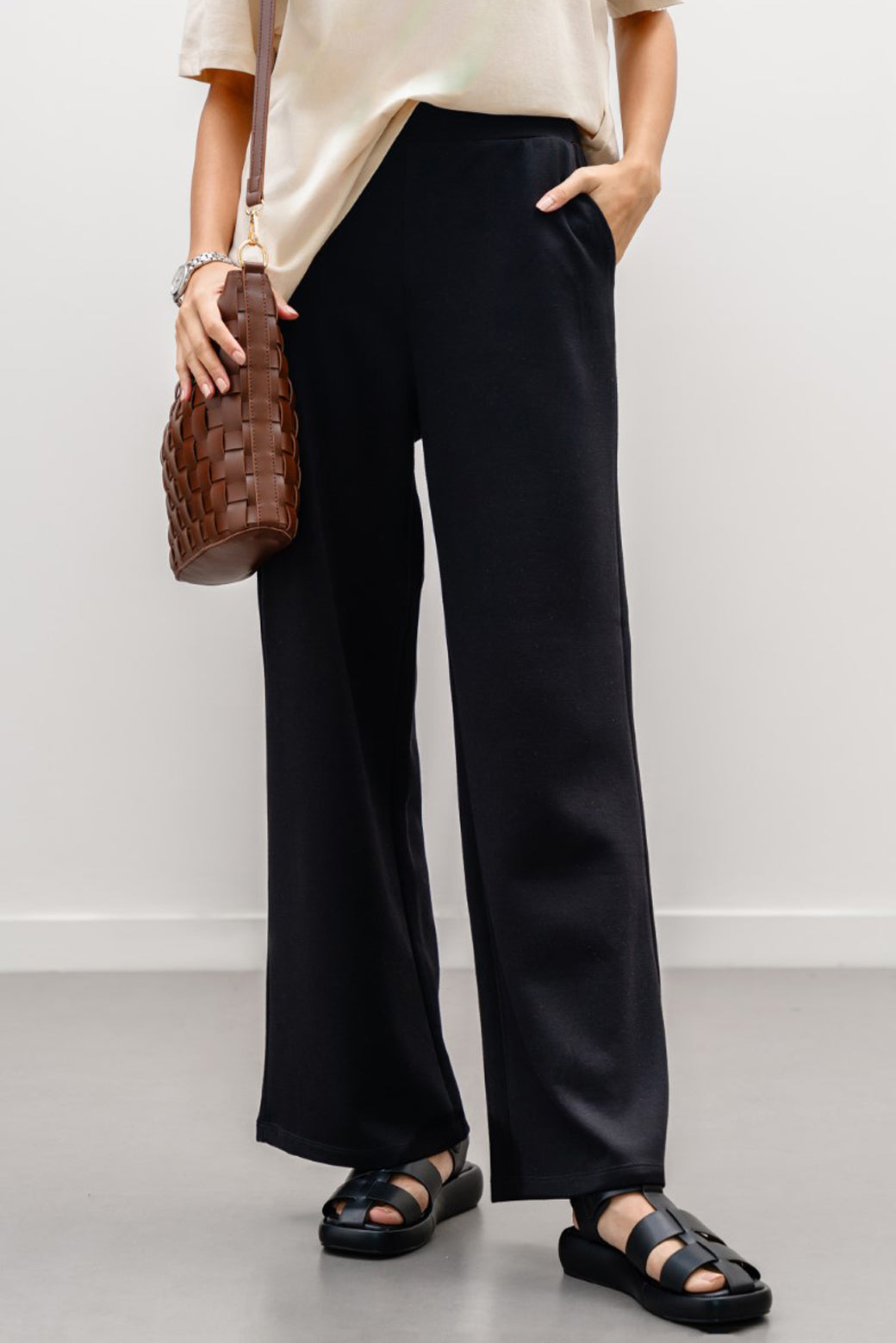 BLACK ALL-DAY WIDE PANTS