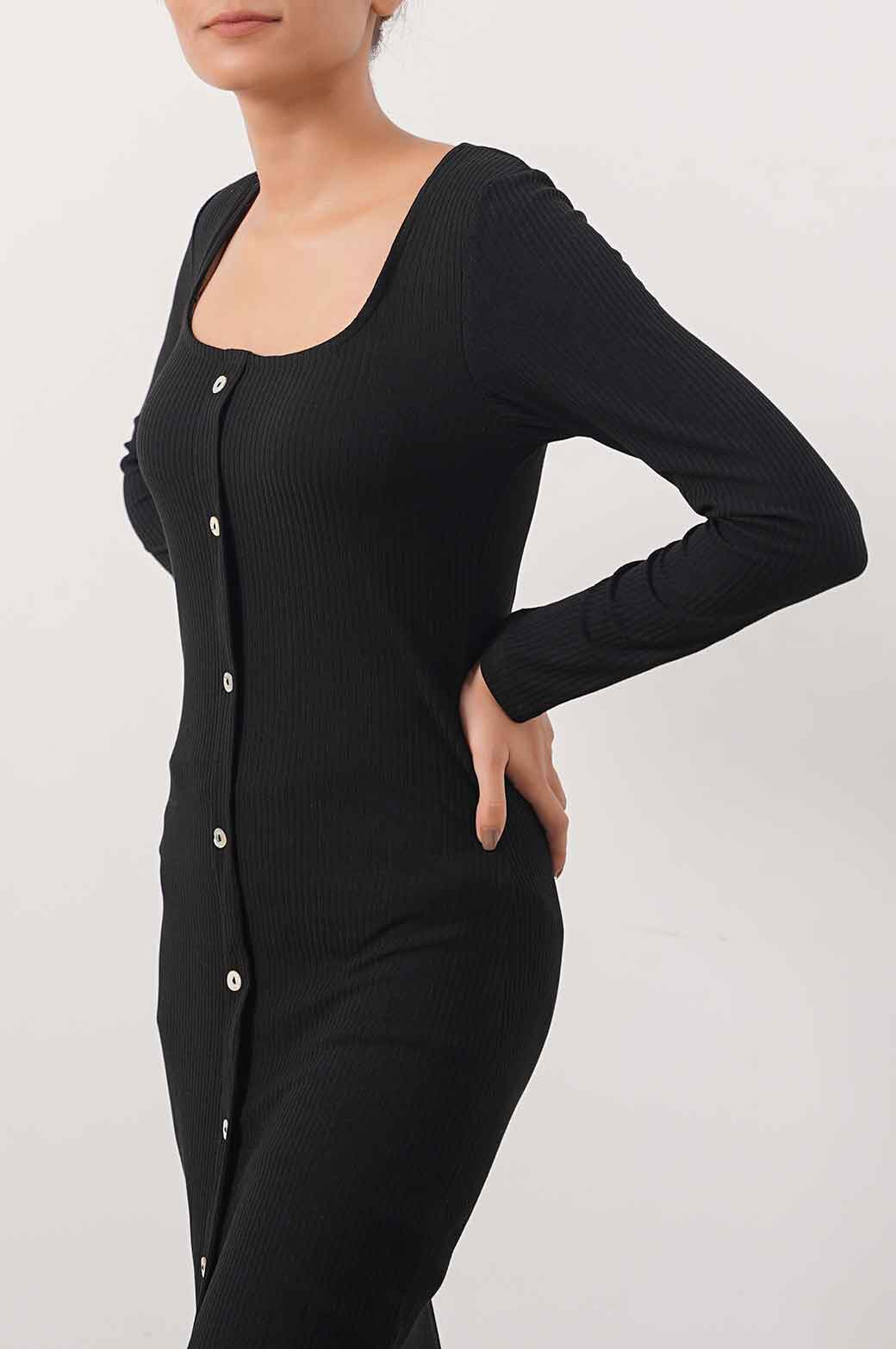 BLACK BODYCON JERSEY DRESS