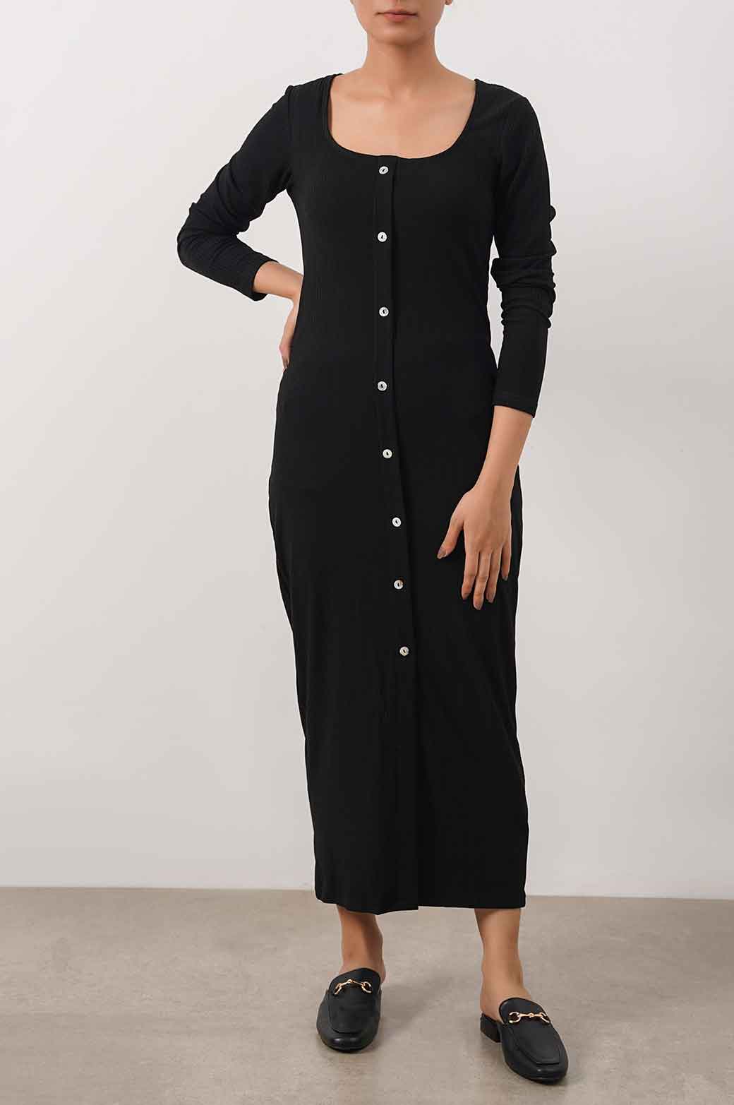 BLACK BODYCON JERSEY DRESS