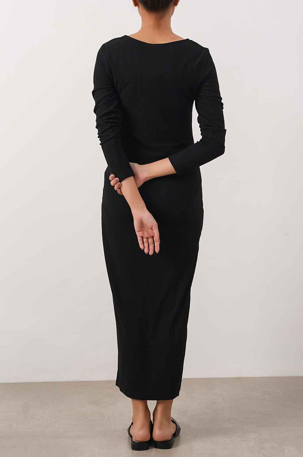 BLACK BODYCON JERSEY DRESS