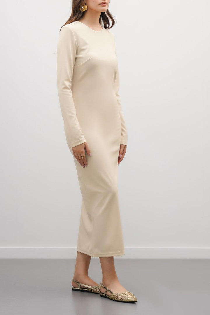 CREAM TAILORED SLIMFIT DRESS